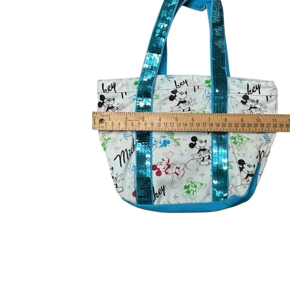 Disney Store Mickey Mouse Blue/White Canvas Bucket Tote Bag.